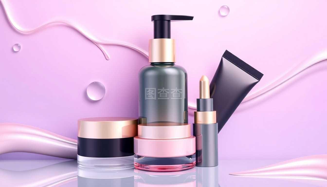 3D寫實(shí)矢量圖示 化妝品與保健食品廣告模板設(shè)計(jì)